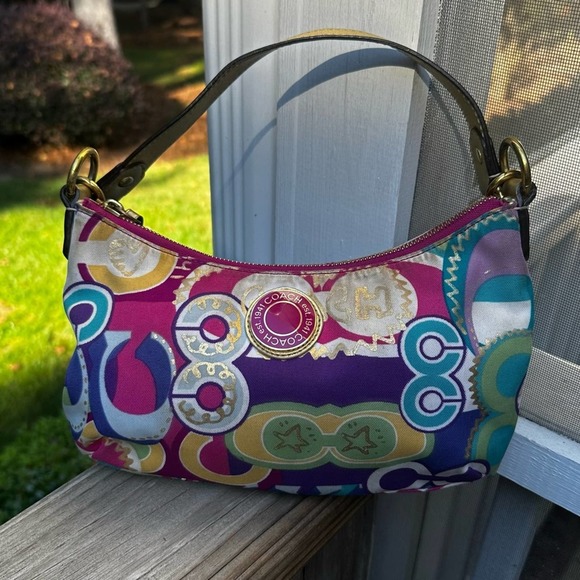 Coach Handbags - COACH Poppy Pop C Jazz Hobo Limited Edition Multicolor Canvas Shoulder Bag 15296